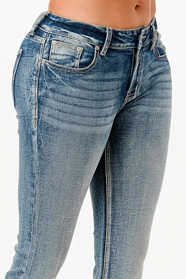 Double "G" Embroidered Mid Rise  Bootcut Jeans Grace in LA - Denim