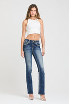 Heavy Stitches Faux Flap Bootcut Jeans