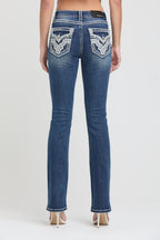 Heavy Stitches Faux Flap Bootcut Jeans