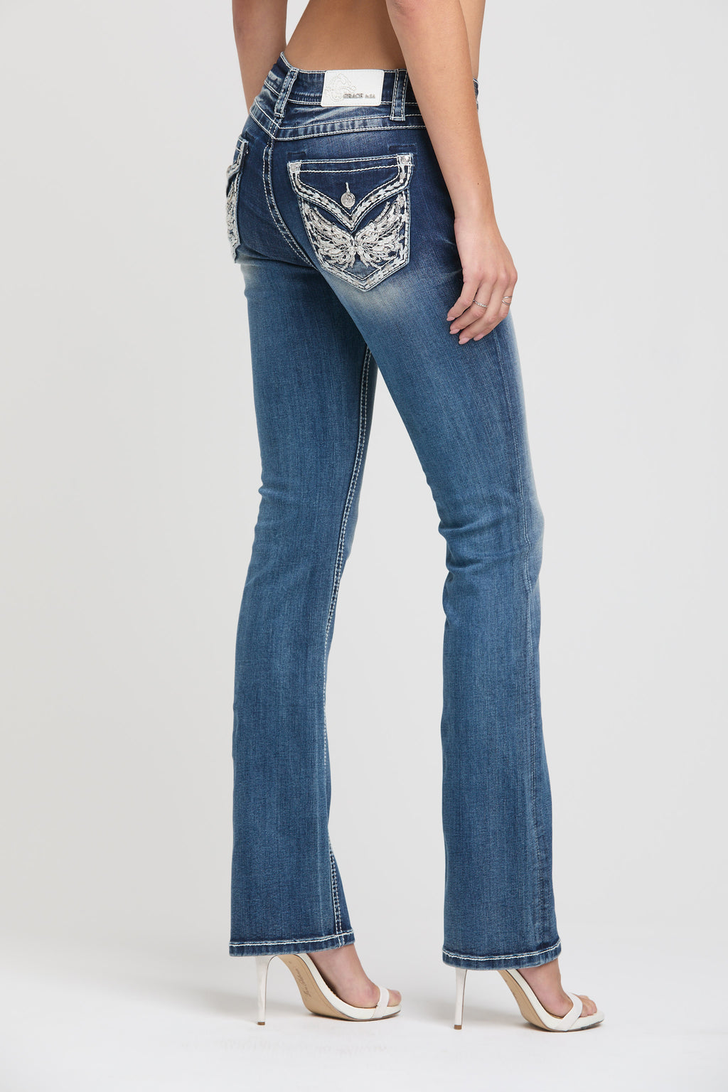 Wing Modify Faux Flap Bootcut Jeans
