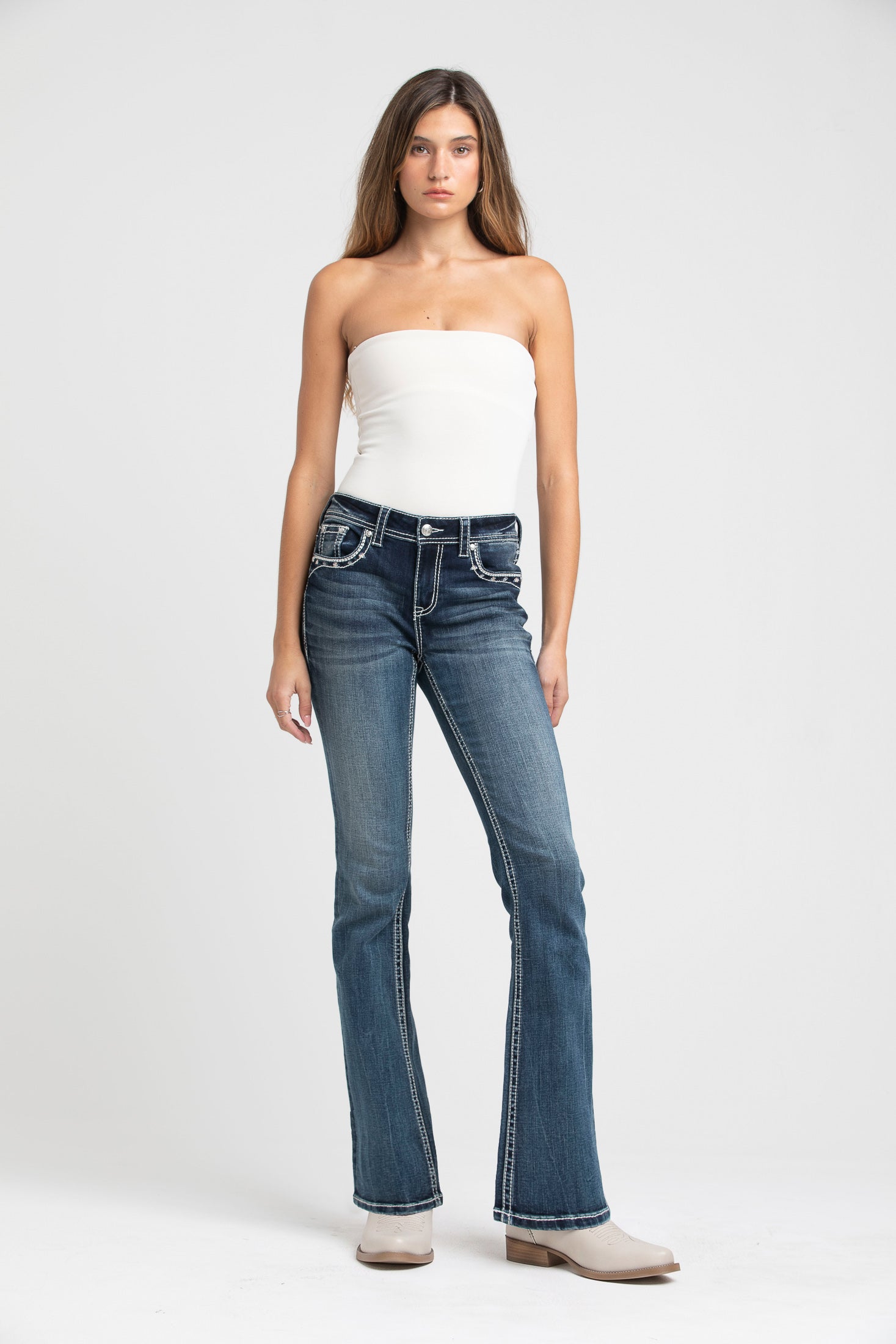 Aztec Leather & Rhinestone Bootcut Jeans for Women – Grace in LA