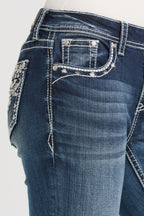 Aztec Embroidery Bootcut Jeans