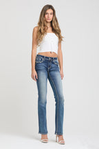 Steer Head Embroidery Mid Rise Bootcut Jeans