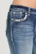 Horse Shoe Embroidery  Bootcut Jeans