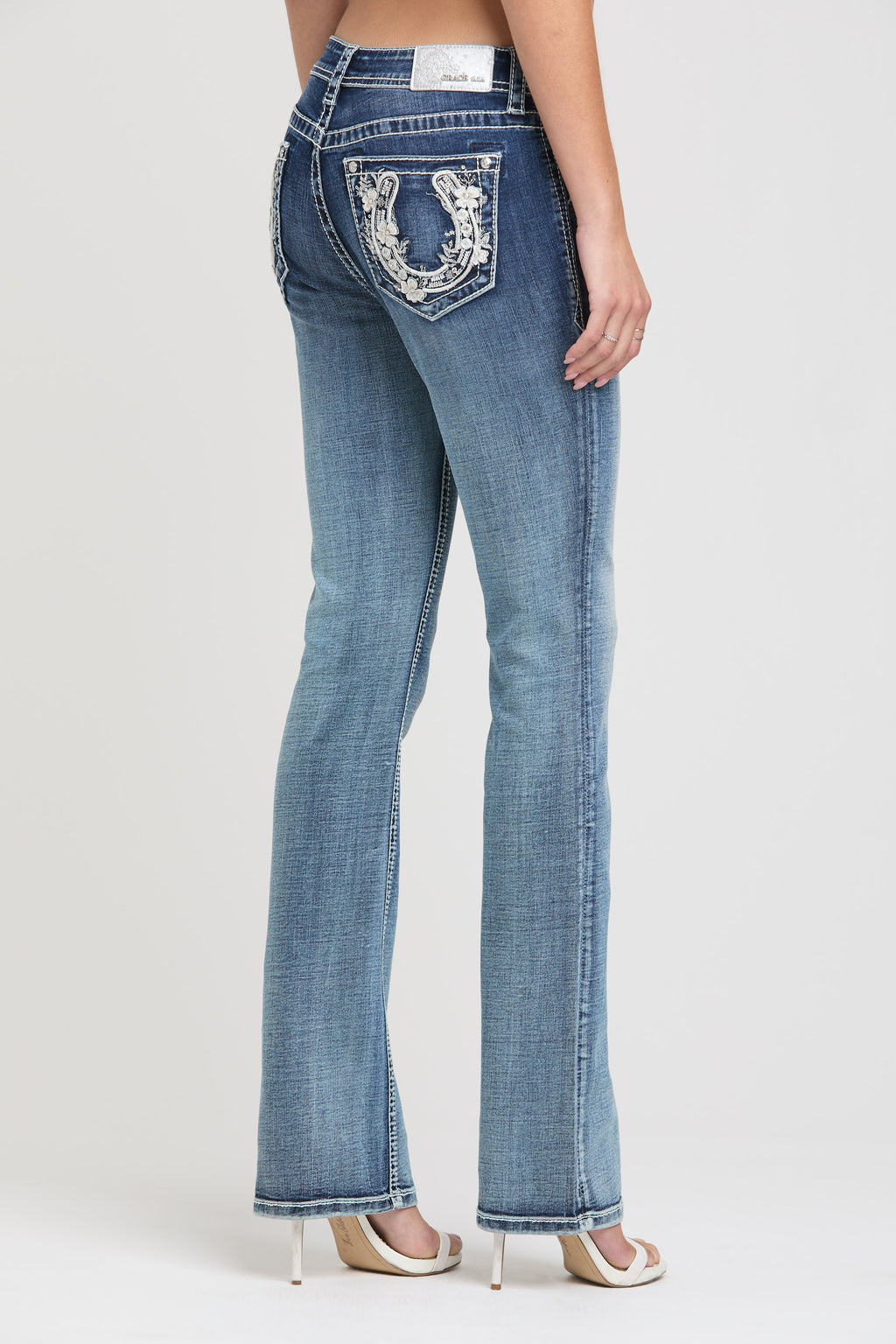 Horse Shoe Embroidery  Bootcut Jeans