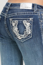Horse Shoe Embroidery  Bootcut Jeans