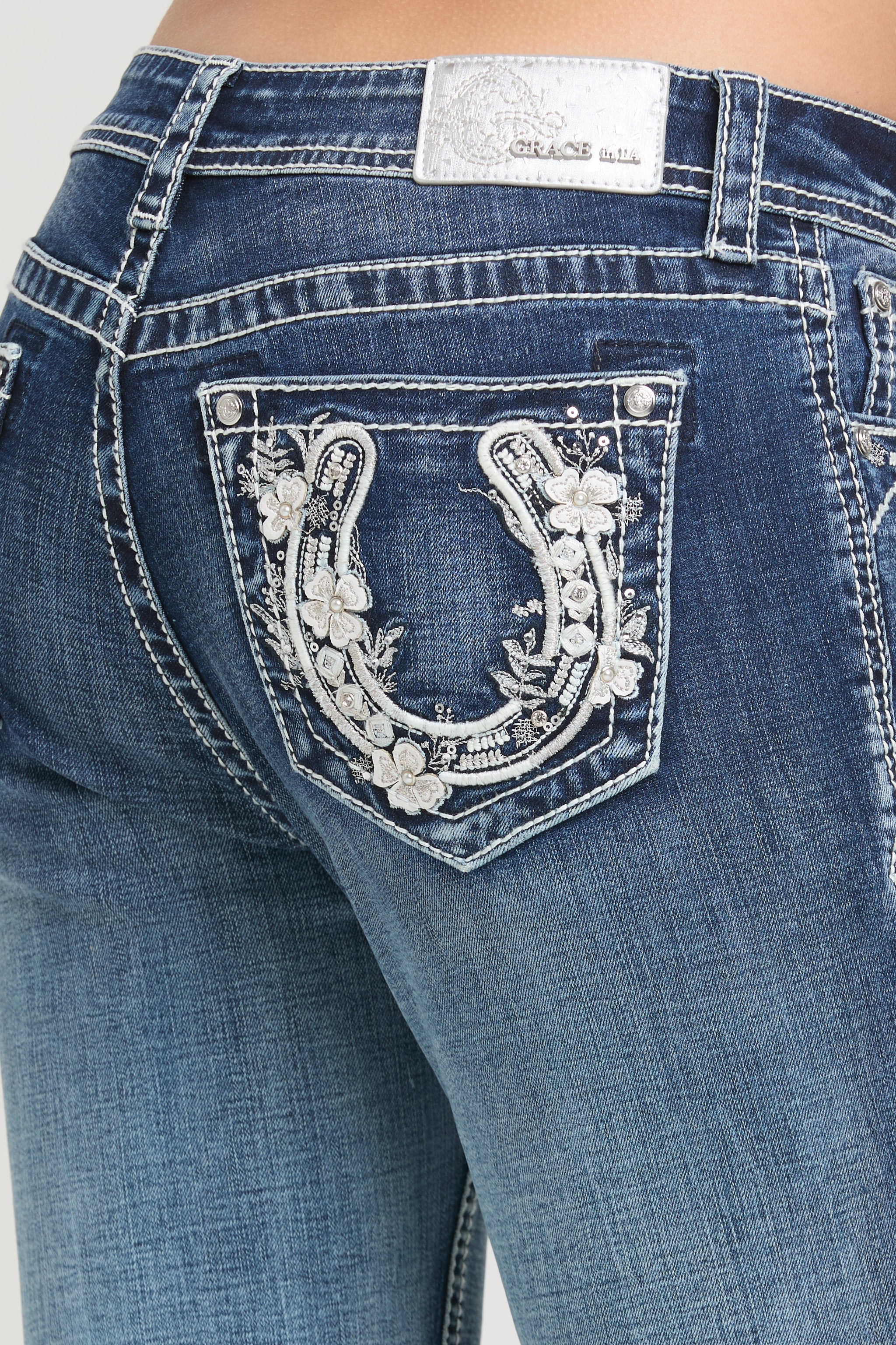 Horse Shoe Embroidery  Bootcut Jeans