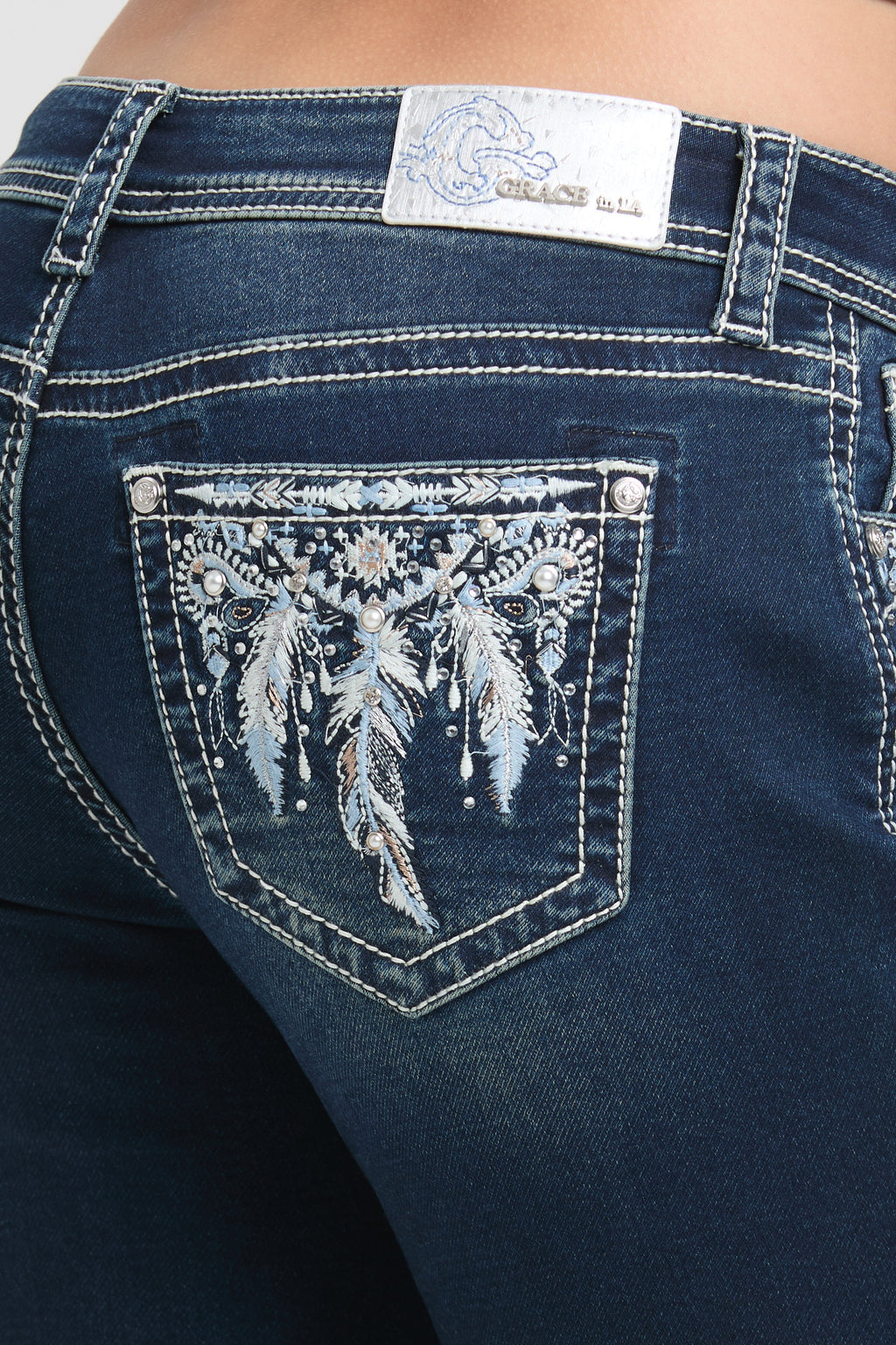 Feather Modify Mid Rise Bootcut Soft Denim Jeans