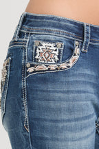 Aztec Embroidered Bootcut Jeans