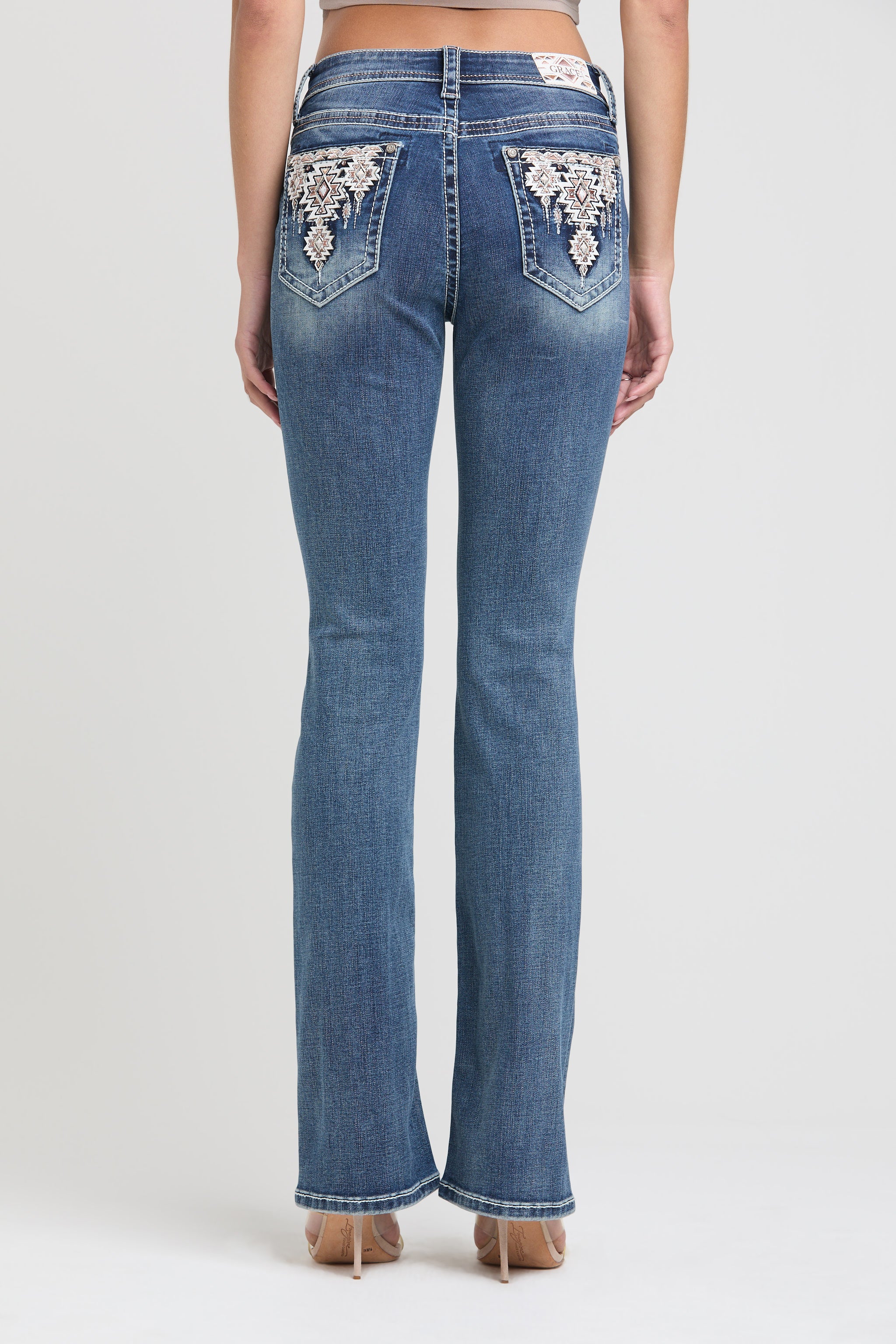 Aztec Embroidered Bootcut Jeans
