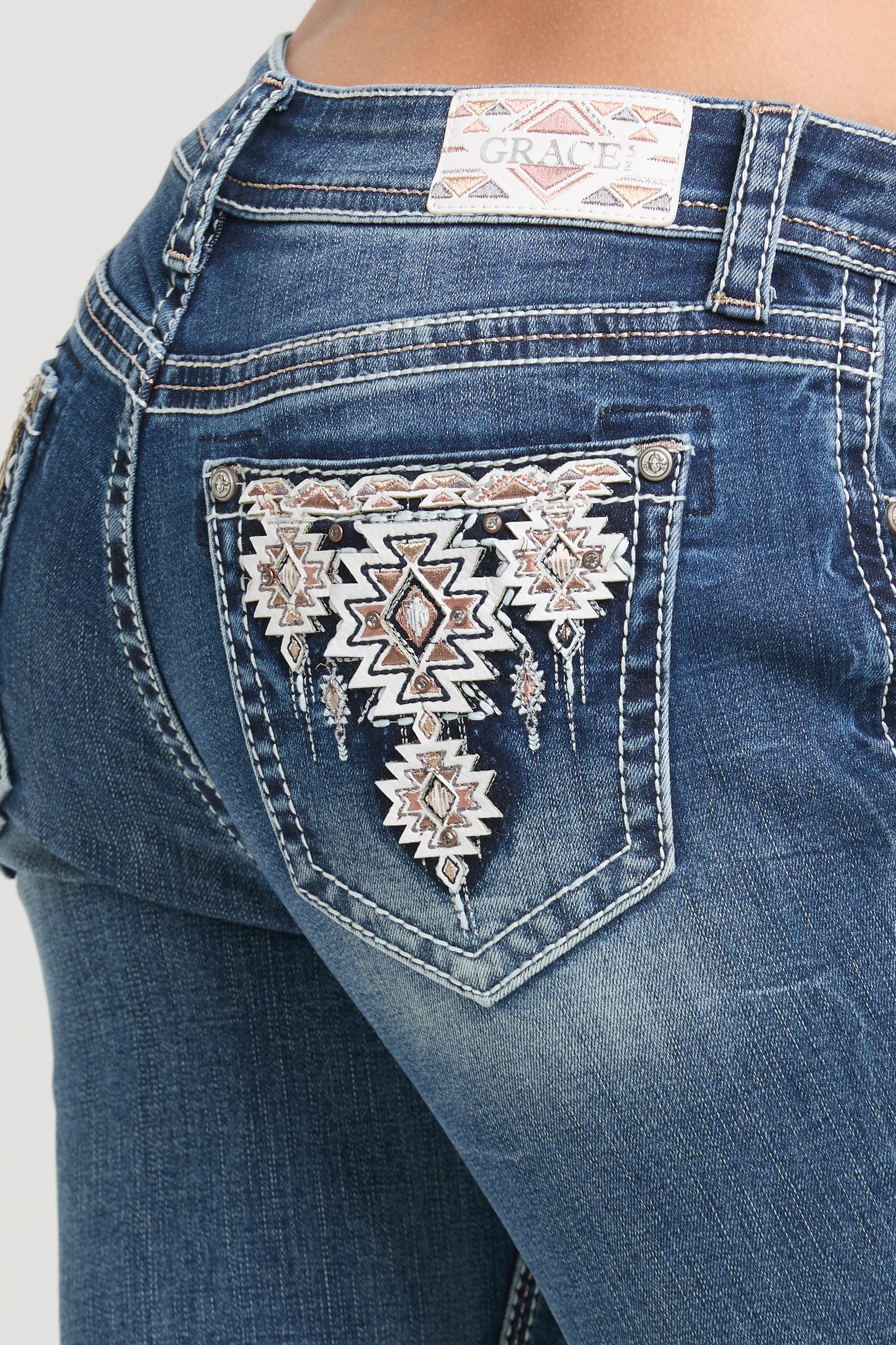 Aztec Embroidered Bootcut Jeans