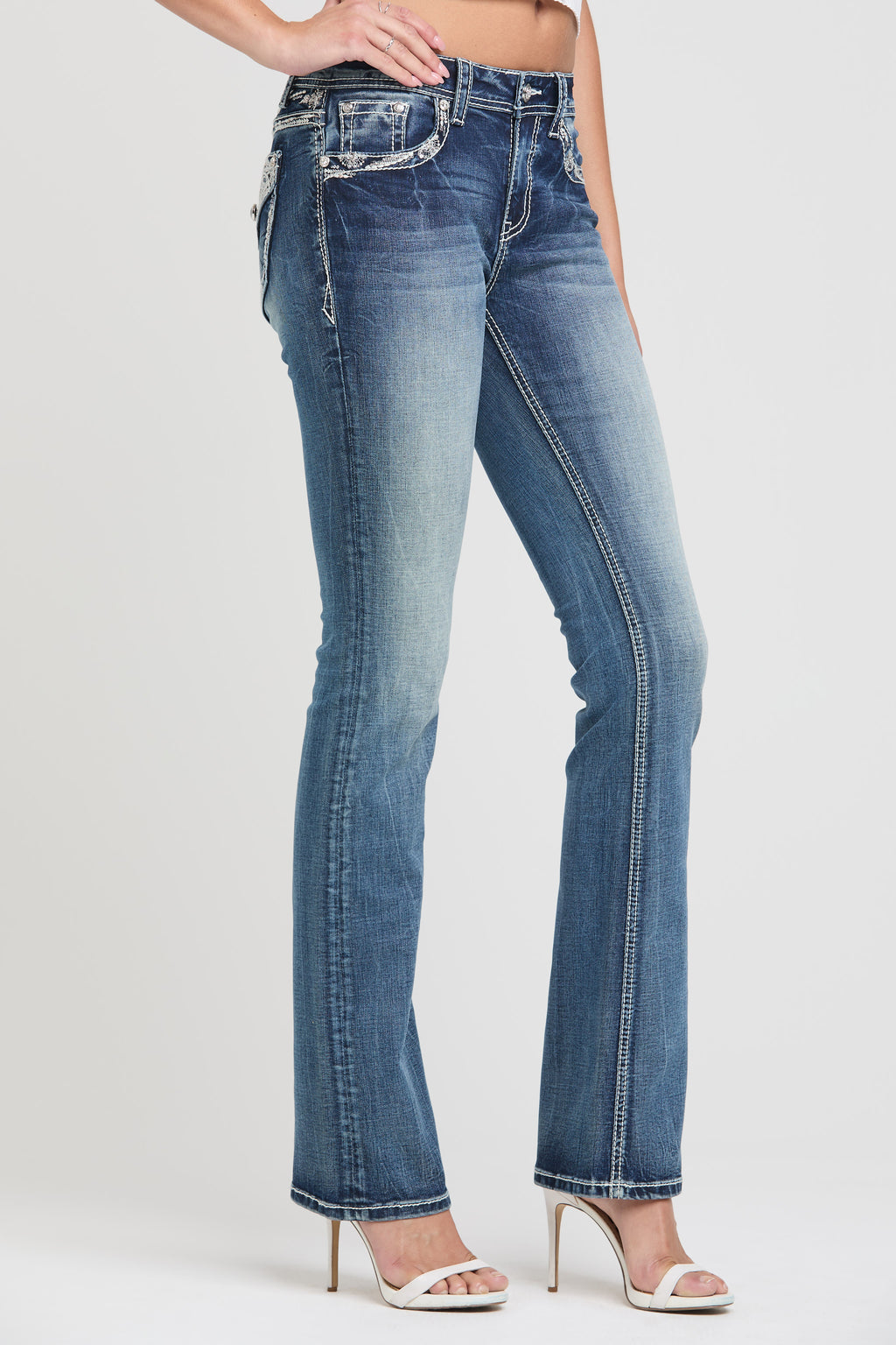 Aztec Yoke Embroidery  Bootcut Jeans