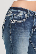 Aztec Yoke Embroidery  Bootcut Jeans