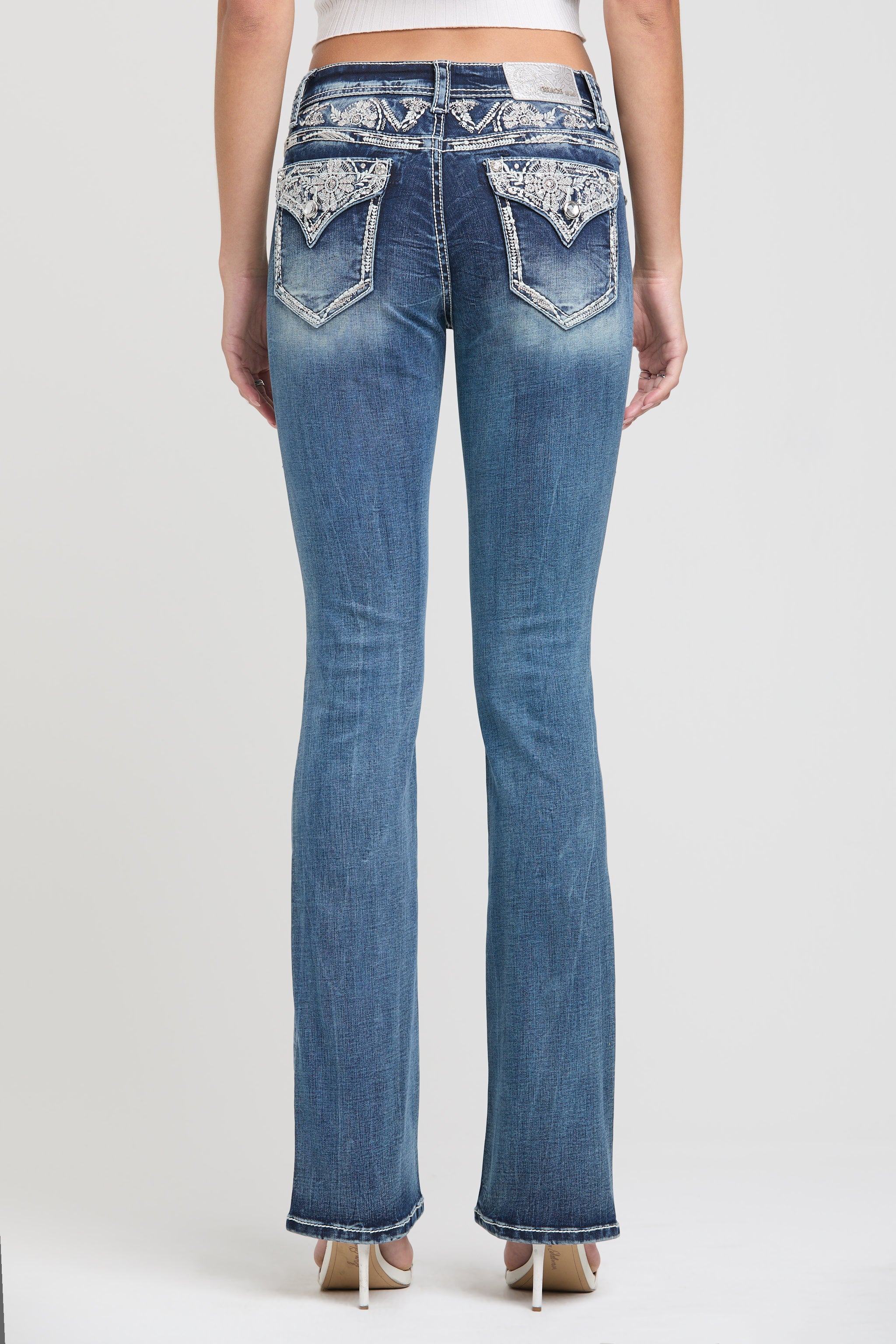 Aztec Yoke Embroidery  Bootcut Jeans