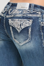 Aztec Yoke Embroidery  Bootcut Jeans