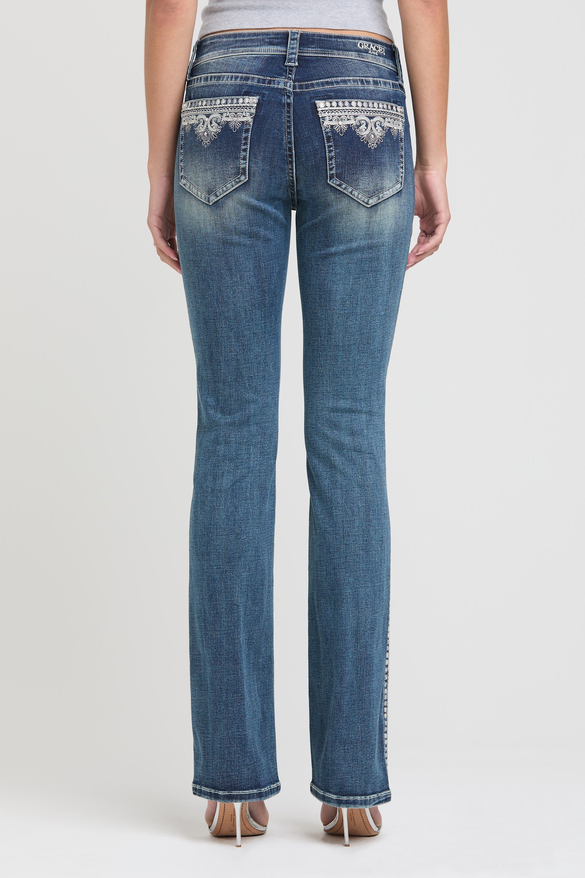 Side Embroidery Detail  Bootcut  Jeans