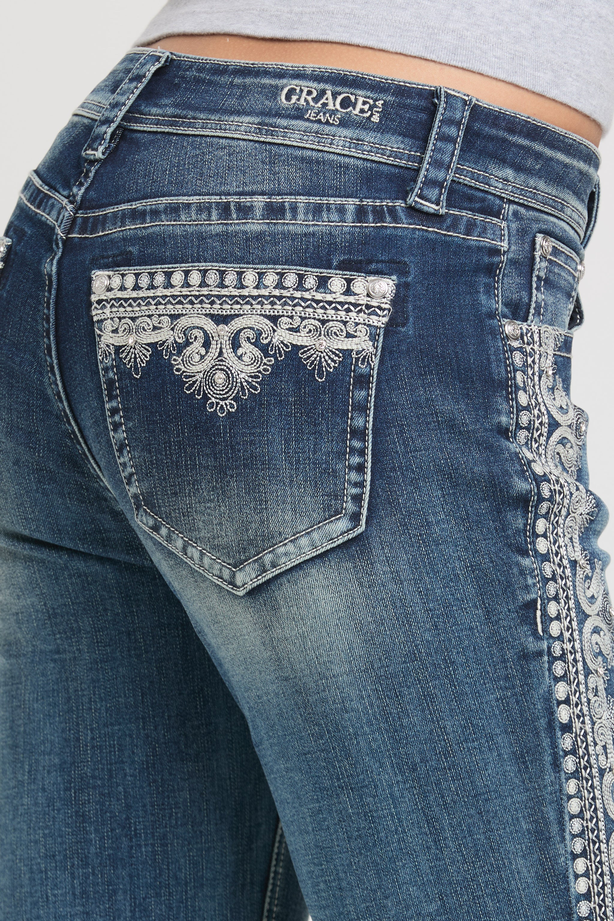 Side Embroidery Detail  Bootcut  Jeans