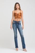 Aztec Embroidery Bootcut Jeans