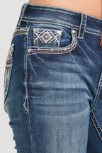 Aztec Embroidery Bootcut Jeans