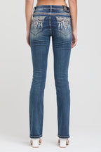 Aztec Embroidery Bootcut Jeans