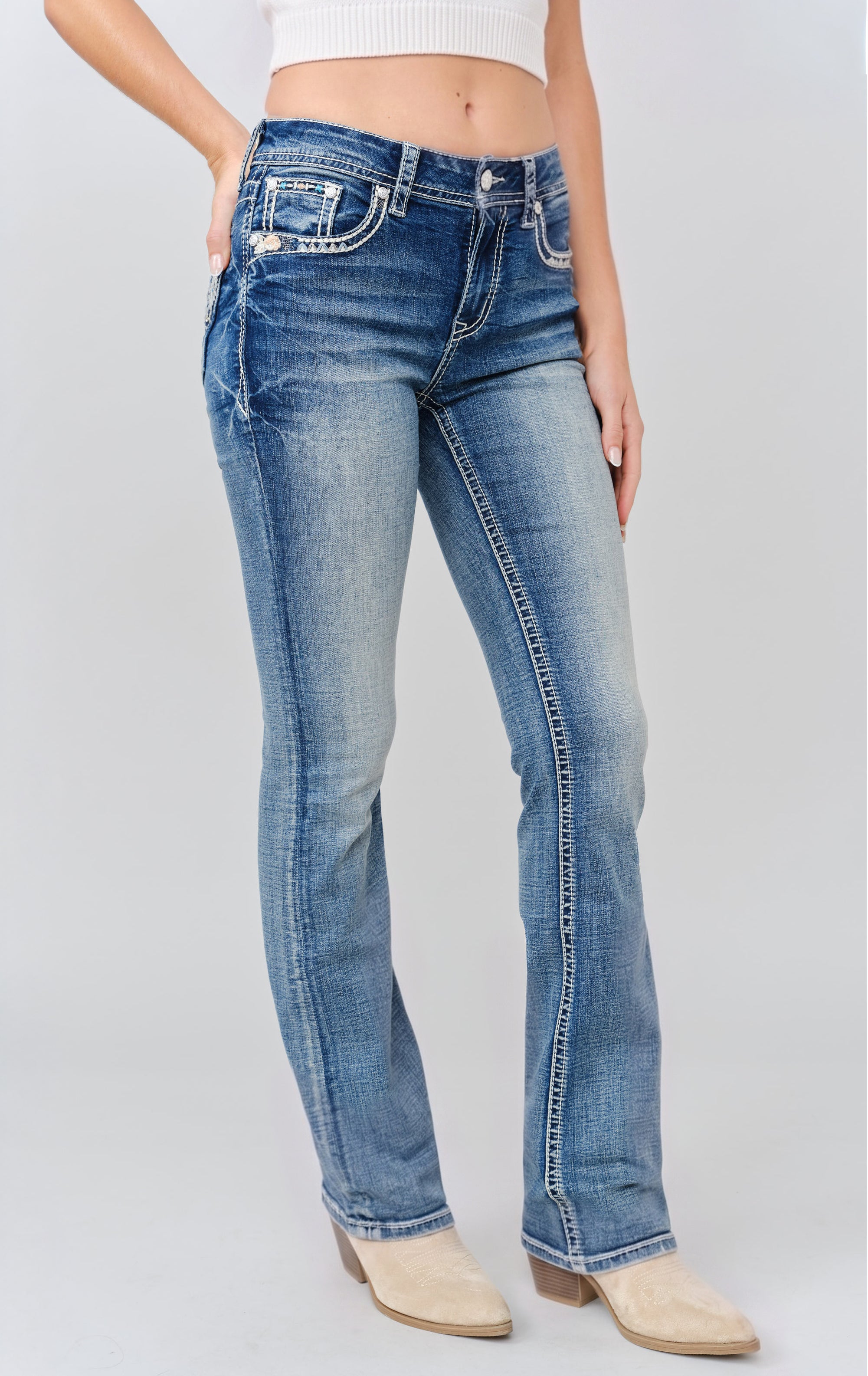 Cross Sequin Bootcut Jeans for Women – Grace in LA