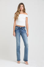 Paisley Embroidery Bootcut Jeans