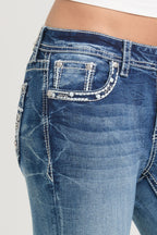 Paisley Embroidery Bootcut Jeans