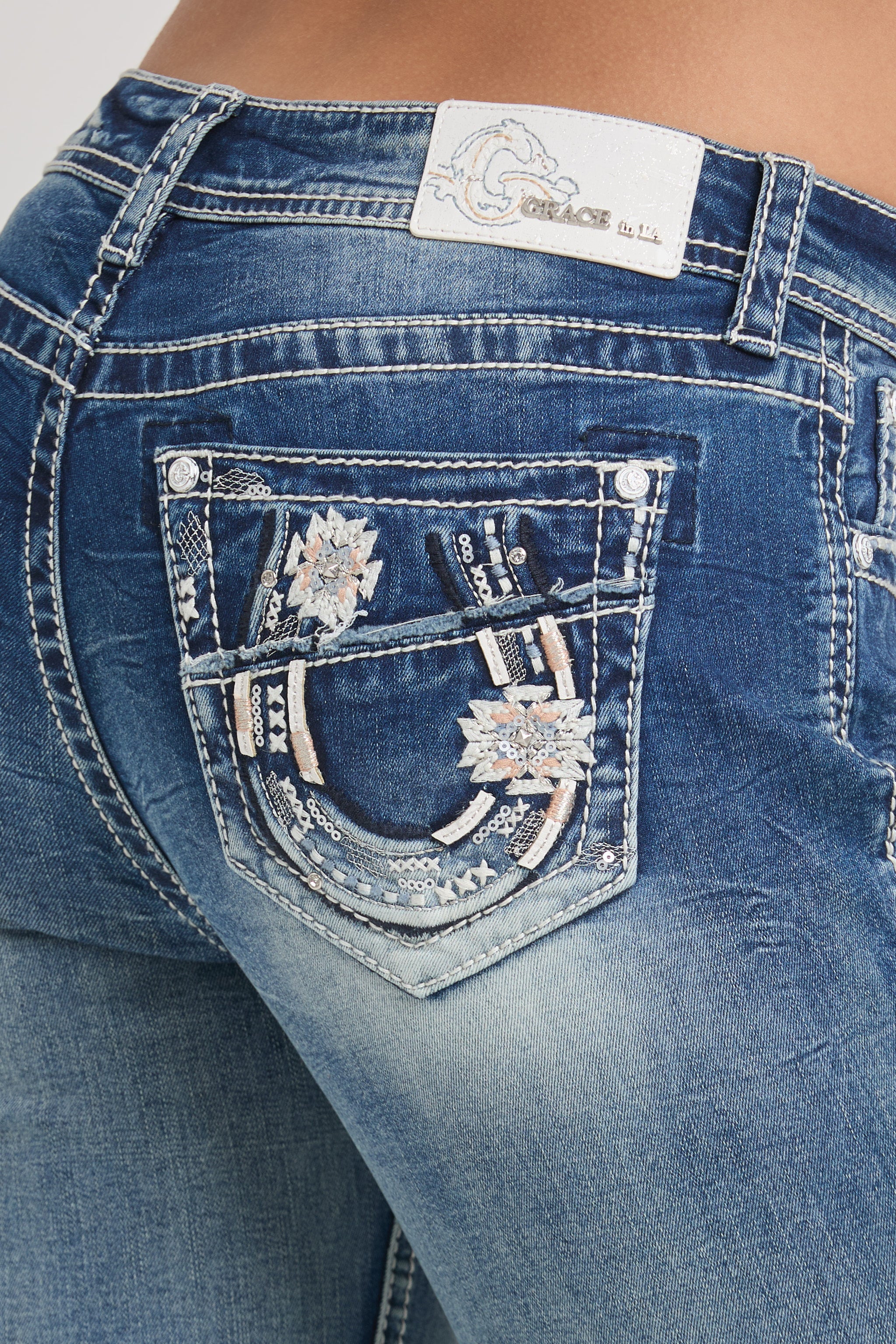 Horse Shoe/Floral Modify  Bootcut  Jeans