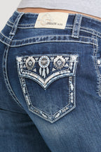 Aztec Modify Faux Flap  Bootcut Jeans