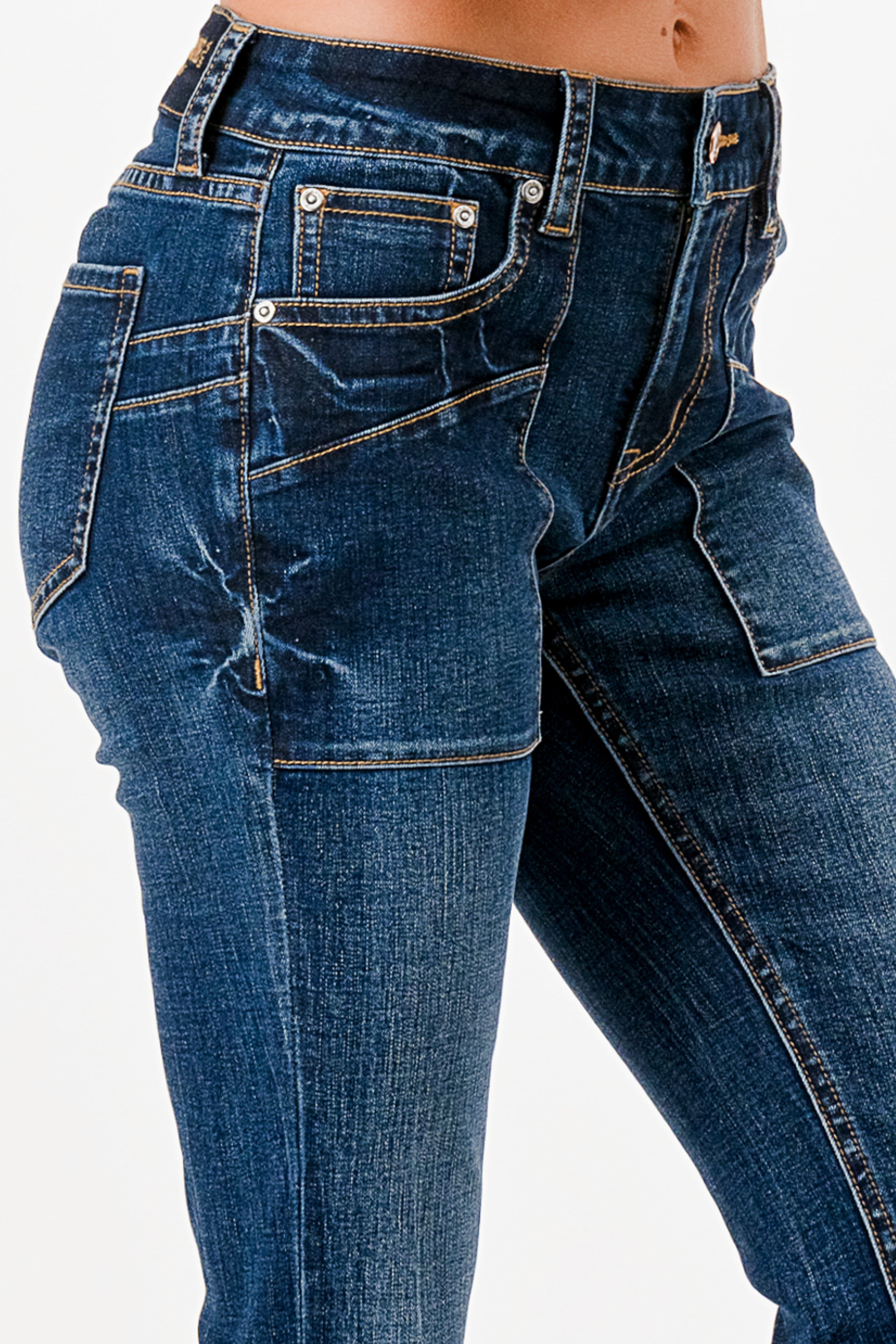 Basic 5 Pocket Mid Rise Bootcut Embroidered Jeans Grace in LA