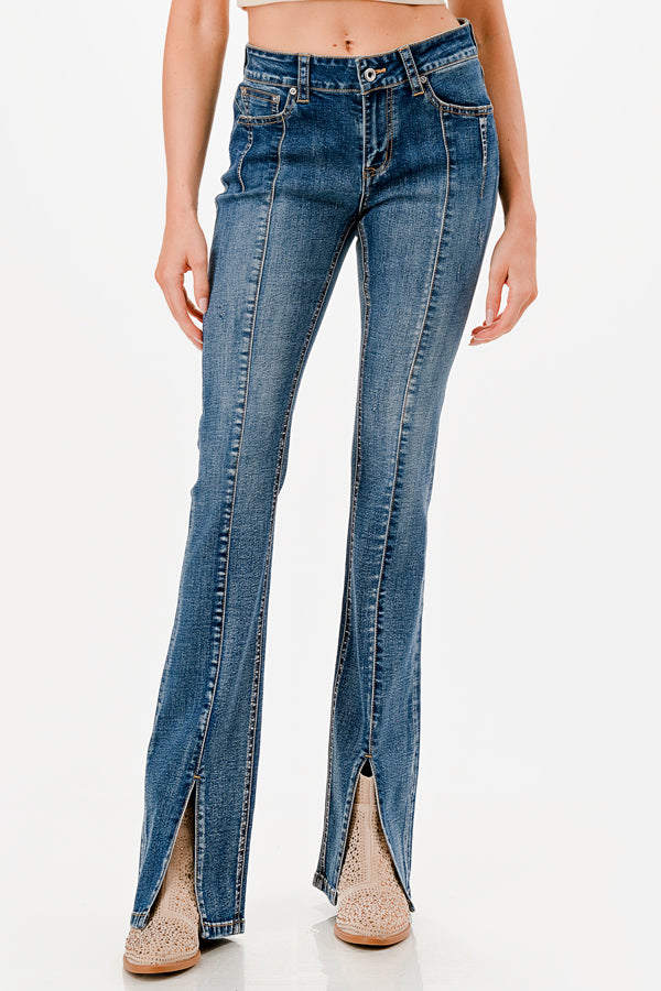 Seam Center Mid Rise Bootcut  Jeans