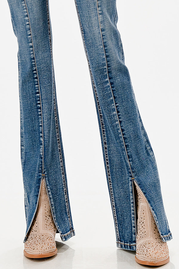 Seam Center Mid Rise Bootcut  Jeans