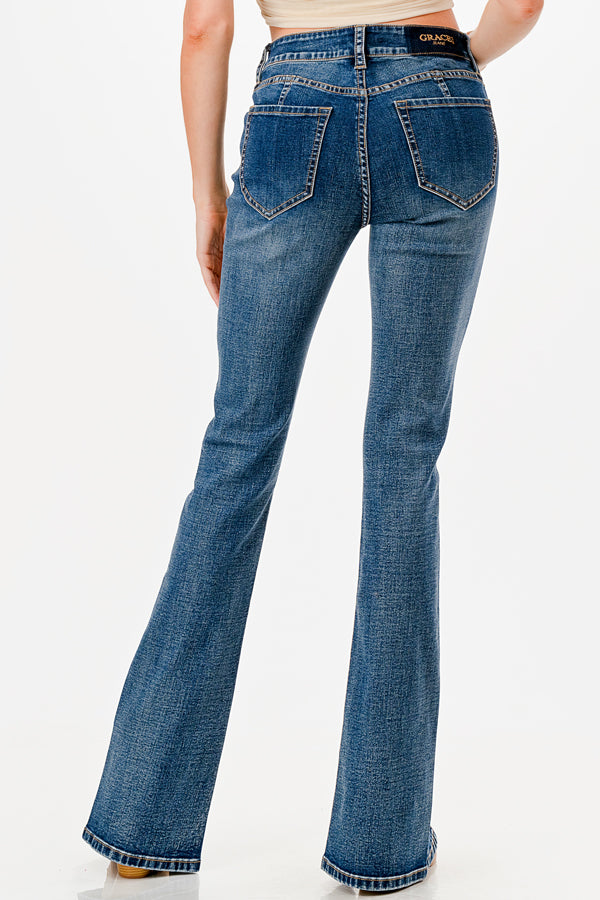 Seam Center Mid Rise Bootcut  Jeans
