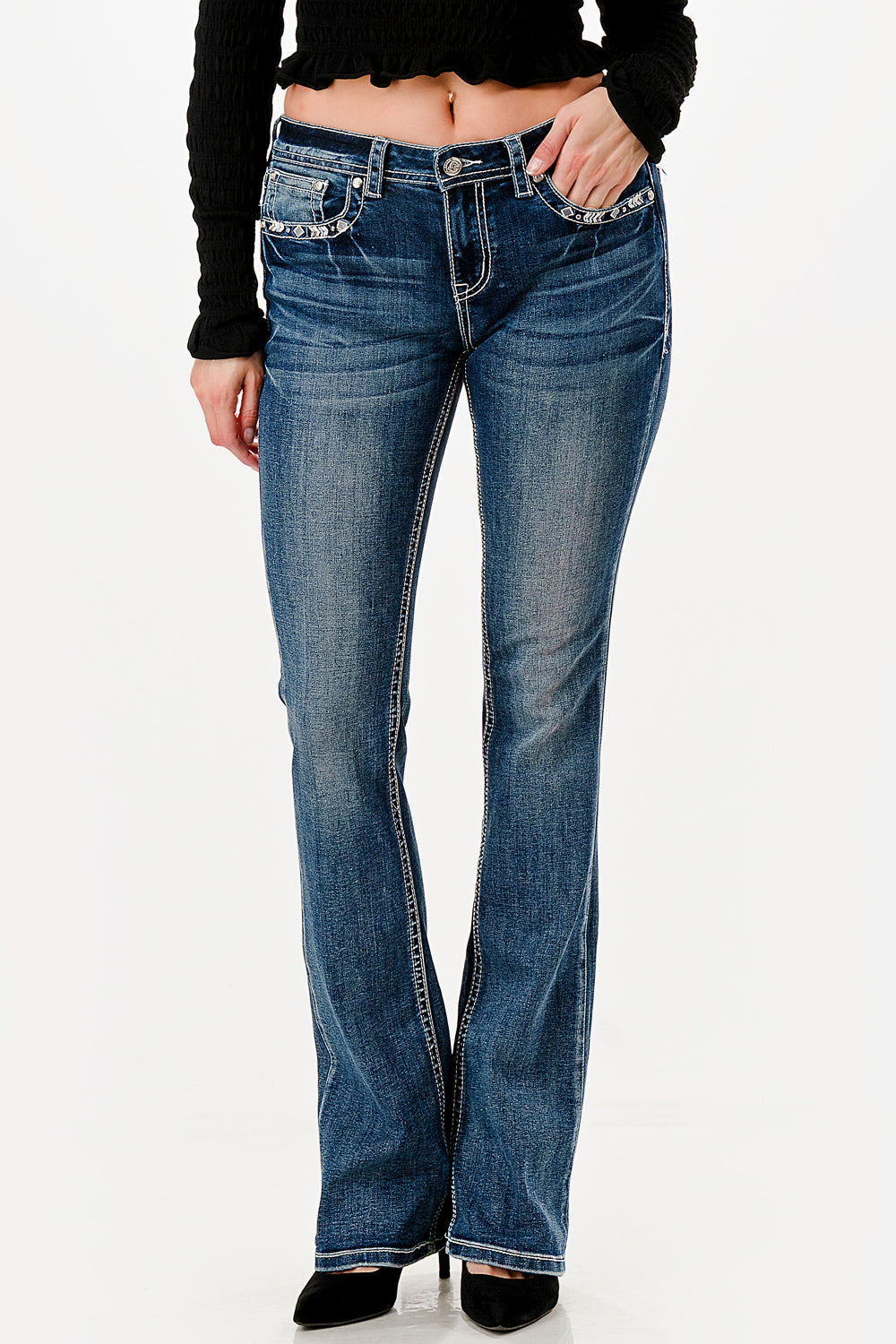 Aztec Embroidery  Bootcut Jeans