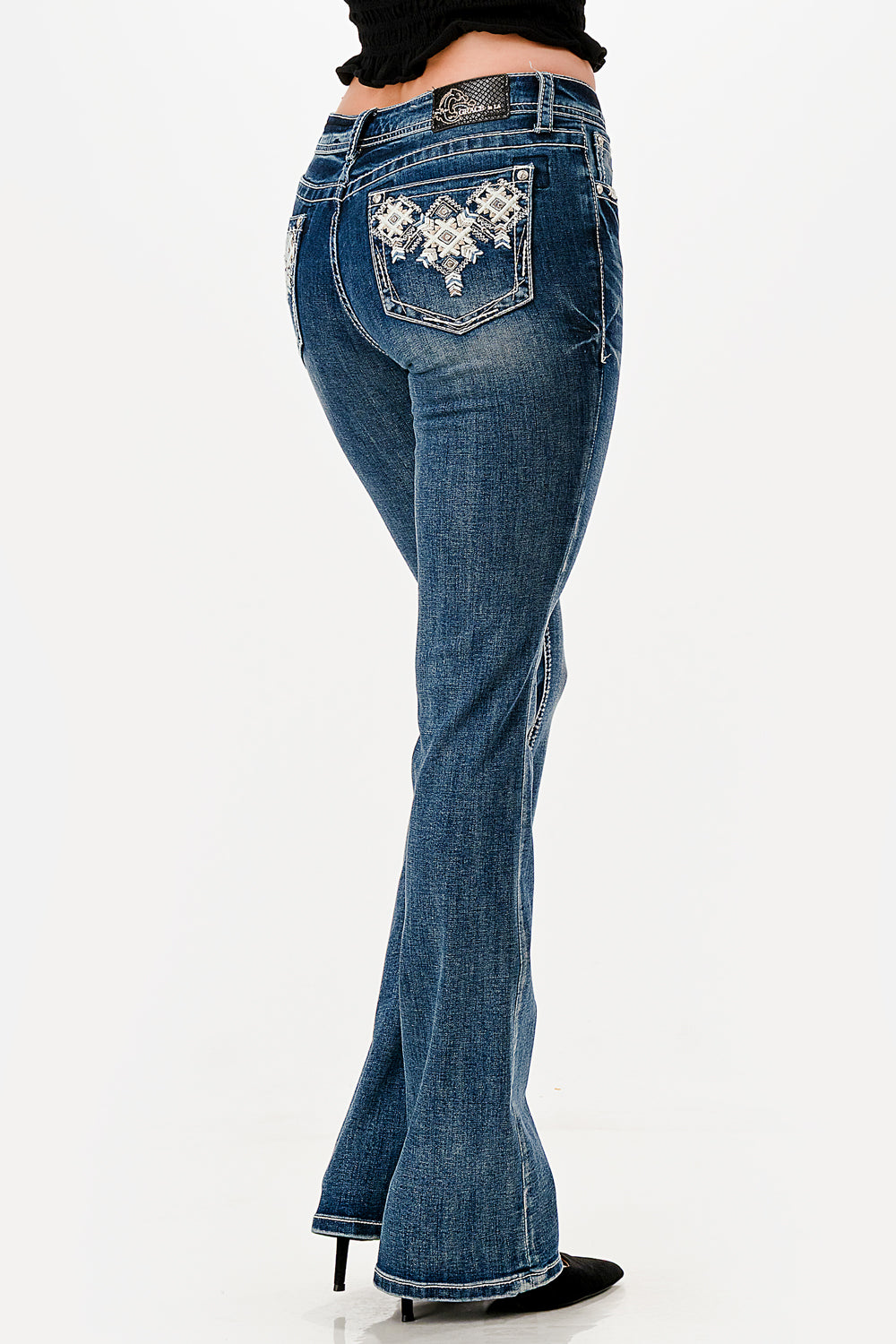 Aztec Embroidery  Bootcut Jeans