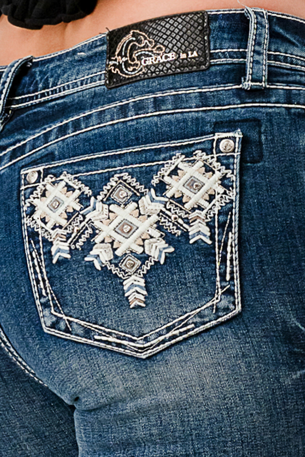 Aztec Embroidery  Bootcut Jeans