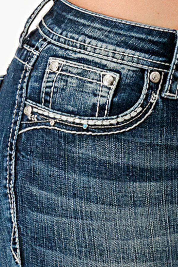 Colorful Cross Embellished Jeans Grace in LA - Denim