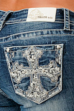 Embroidered Low Rise Bootcut Cross Jeans