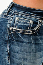 Embroidered Low Rise Bootcut Cross Jeans Grace in LA - Denim