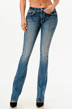 Embroidered Low Rise Bootcut Cross Jeans Grace in LA - Denim