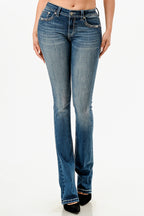 Steer Head Med Blue Mid Rise Bootcut Embroidered Jeans Grace in LA