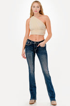 Western Wings & Horns Colorful Mid Rise Bootcut Jeans Grace in LA - Denim