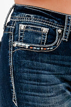 Western Wings & Horns Colorful Mid Rise Bootcut Jeans Grace in LA - Denim