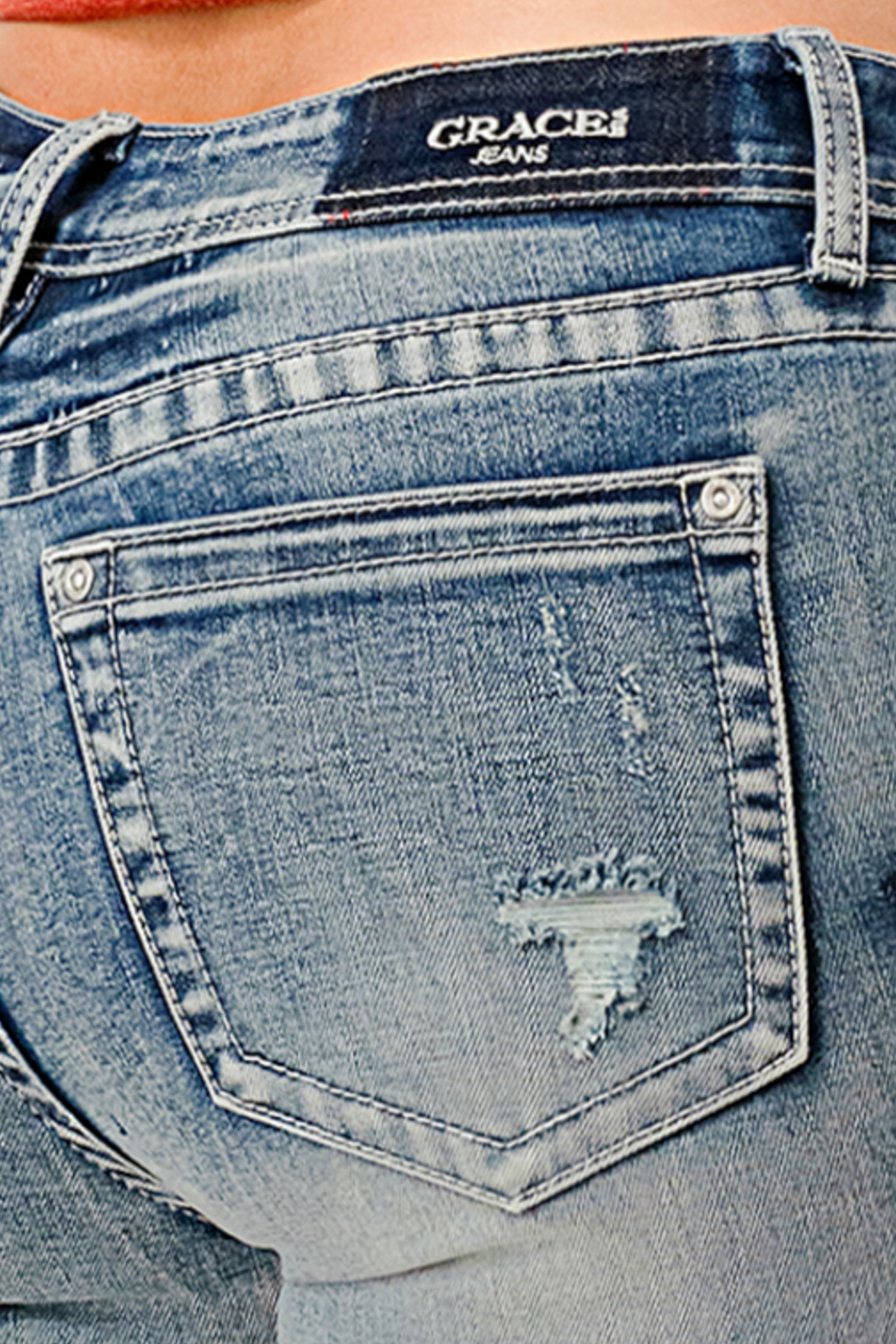 Stars Printing Low Rise Bootcut Jeans Grace in LA - Denim