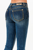 Basic 4 Pockets Med Blue Mid Rise Bootcut Jeans