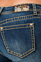 Basic 4 Pockets Med Blue Mid Rise Bootcut Jeans