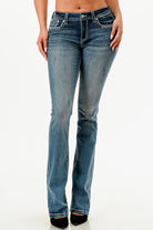 Horse Shoe Mid Rise Embellished Bootcut Jeans Grace in LA