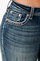 Horse Shoe Mid Rise Embellished Bootcut Jeans Grace in LA