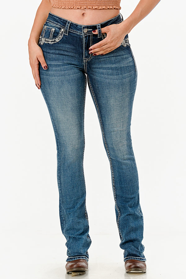 Border Emboridery  Bootcut Jeans