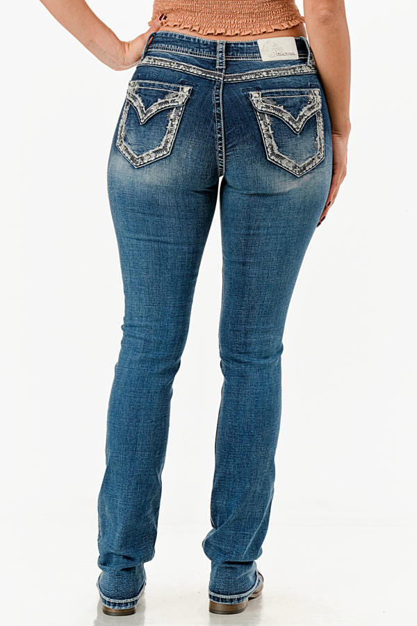 Border Emboridery  Bootcut Jeans